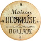 LES TRESORS DE LILY Horloge Murale bois 'Rondins' (maison heureuse et chaleureuse) - 50 cm [A1221]