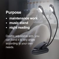 Lampe à pince Clip sur pupitre de lecture de livre Mini lampe à LED à bras réglable double (8 perles)-XIG