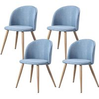MAEVA - Lot de 4 chaises scandinave - Tissu -  Bleu - pieds en métal design salle a manger salon - 52 x 48 x 79 cm