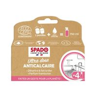 SPADO-Anti Calcaire -Nettoie, détartre & fait briller -Ecocert-Ultradose -Parfum framboise-8 pastilles=4x750ml-Fabrication
