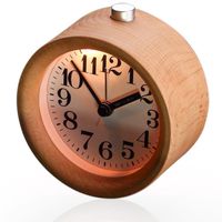 TD® Réveil Silencieux Table Bois de Hêtre Alarme Horloge de Chevet Clock avec Veilleuse