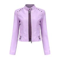 Blouson Femme Simili Cuir Printemps et Automne Casual Veste Zippee Col