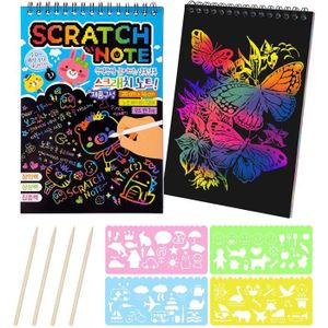DoGeek 48 Pcs Dinosaures Scratch Art pour Enfants Bricolage Rainbow Scratch Gift Tags Magic Scratches Label Set avec Cordes Colorées et Stylet en Bois Dinosaures 48PCS 