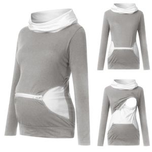 CHEMISIER - BLOUSE Femmes Enceintes Allaitement Bébé Maternité Joint Tops Blouse Outwear Vêtements gris