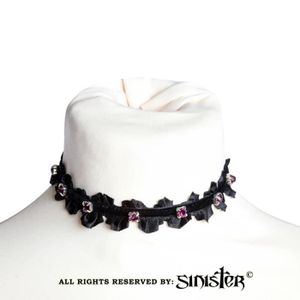 Ras De Cou Gothique Sinister Noir Et Violet Achat Vente Sautoir Et Collier Ras De Cou Gothique Siniste Femme Adulte