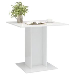 TABLE À MANGER SEULE YAJ - Table de salle à manger Blanc brillant 80x80