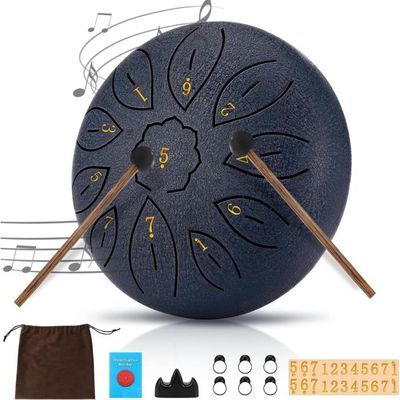 Tambour à Langue En Acier 6 Pouces 11 Tons - Handpan En Do Majeur, Doré, Avec Maillets, Sac Et Partitions - 4