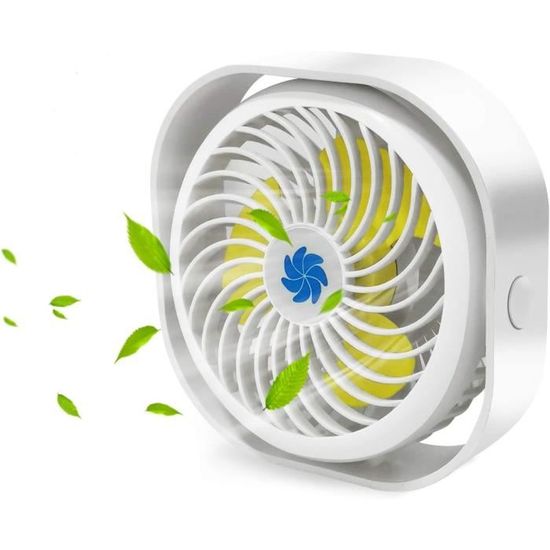 Ventilateur De Bureau USB 4 Vitesses Avec Batterie 5000mAh - Oscillation 90° - Silencieux, écran LED, Charge USB-C