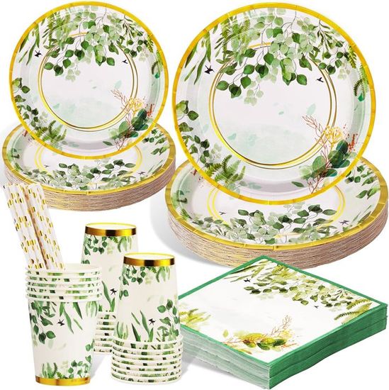 Trimming Shop Service De Table Jetable 80 Pièces Noir à Pois Dorés