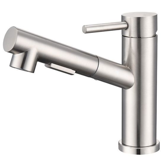 Robinet Mural HomeLava Avec Douchette – Inox Brossé – Pour évier Cuisine (entraxe 15cm)