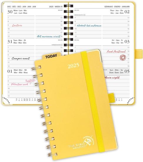 De Poche 2025 A6 Semainier 16x10,5cm-Couverture Rigide Spirale,Petit