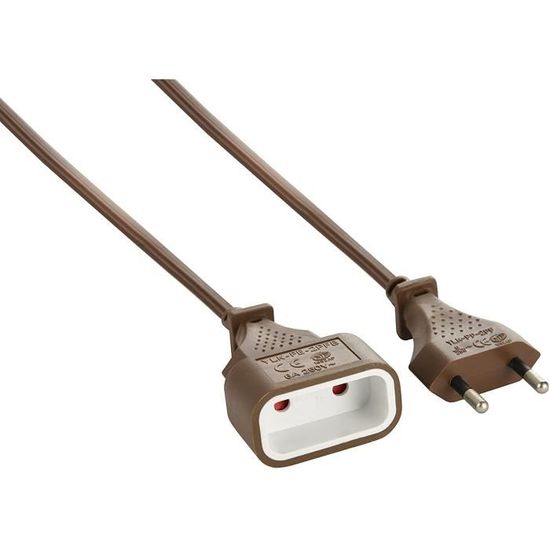 Rallonge électrique Velamp PRO10A-FR-2, 2 Mètres - Fiche Extra Plate 6A, Câble 2x0.75 Mm², Blanc - Certifiée NF - 5