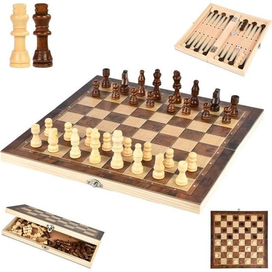 Chuntin-Jeu D'échec échiquier Portable En Bois Jeu D'échecs Pliable Pour Les Activités