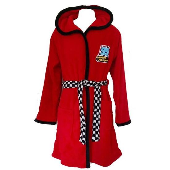 Disney Cars Lightning McQueen Robe de chambre rouge Peignoir en molleton doux Peignoir a capuche pour garcon 122 a 128 cm Cdiscount Maison