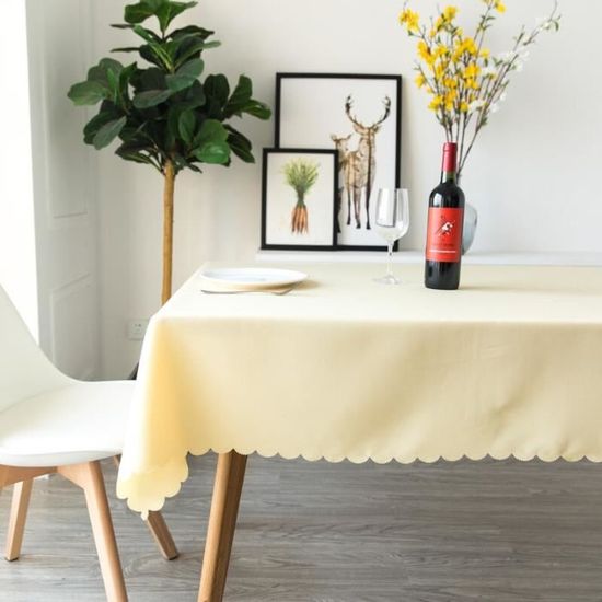 Beige 140*140cm -YRYIE – nappe rectangulaire de Table, couleur unie, blanc, 100% Polyester, pour salle à manger, taille personnalisé
