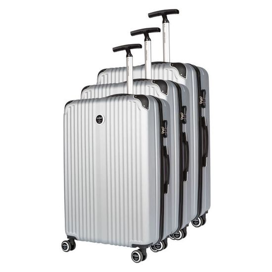 Set 3 Valises Rigides Pierre Cardin SHAULA - Trolley 8 Roues - Champagne - Cabine, Moyenne Et Grande