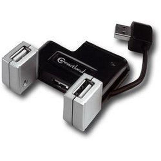 CONNECTLAND HUB USB2 G H229   Hub USB v2.0 4 ports auto alimenté Noir