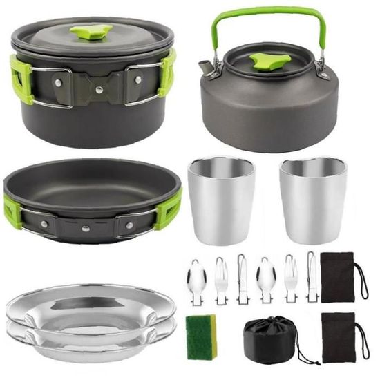 Kit de réchaud de camping 10 pièces - Ensemble de cuisine portable avec