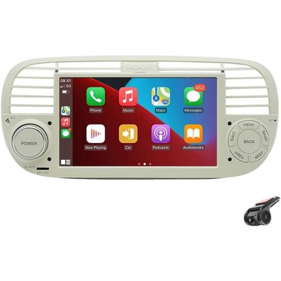 KTTCORLP Autoradio Linux 7″ Sans Fil CarPlay & Android Auto – Compatible 2007-2015, DSP, Bluetooth, FM/AM, USB, Blanc