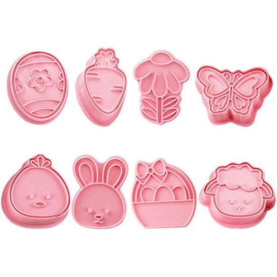 Lot De 8 Emporte-Pièces Pâques 3D – Lapin, Poussin, Œuf & Agneau Pour Biscuits, Fondants Et Gâteaux Festifs