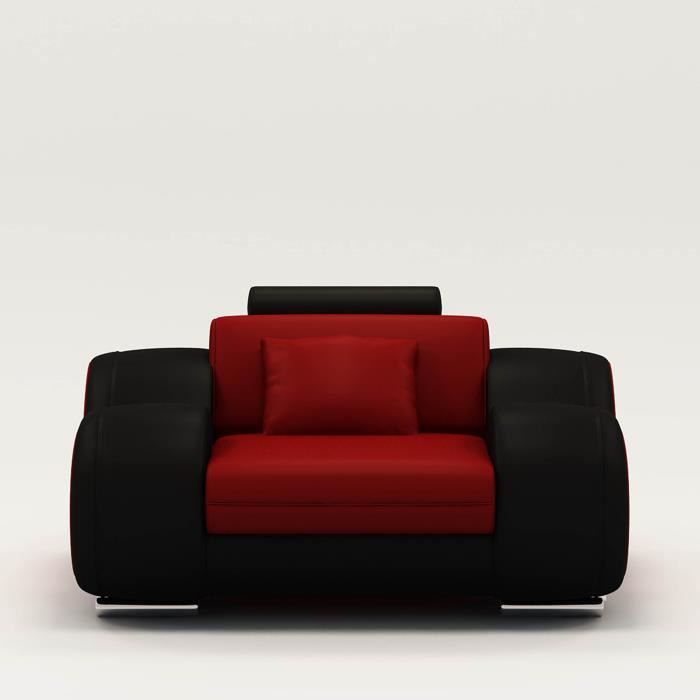 Fauteuil cuir relax design rouge et noir OSLO