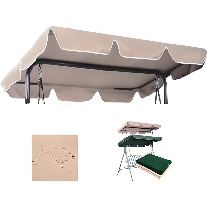 Toit de Rechange pour Balançoire Balancelle de Jardin Imperméable 191x132cm Beige