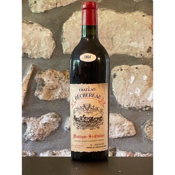 Vin rouge, Montagne St Emilion, Château Bechereau 1964 Rouge