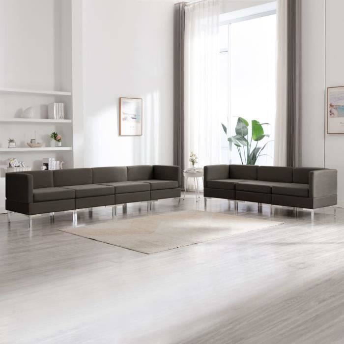 Ensemble de Canapés Confort 4 x canapé central avec 3 x canapé d'angle 7 pcs Tissu Taupe❀1717