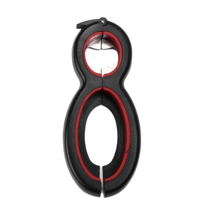 Ouvreur de bouteille multifonction 6 en 1 ouvre-bouteille tout en un ouvre-pot pince à vin couver - Modèle: Black red - WMKPQA08460