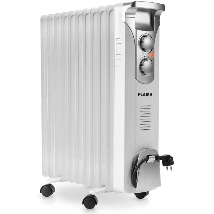 Flama 2357FL, Chauffage électrique à bain d'huile, Huile, Intérieur, Sol, Blanc, Énergie