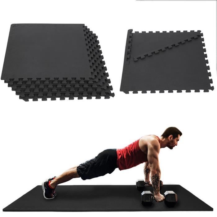 LUXS 12x Tapis Mousse De Sol 63*63CM Tapis pour enfants et tapis de yoga Noir