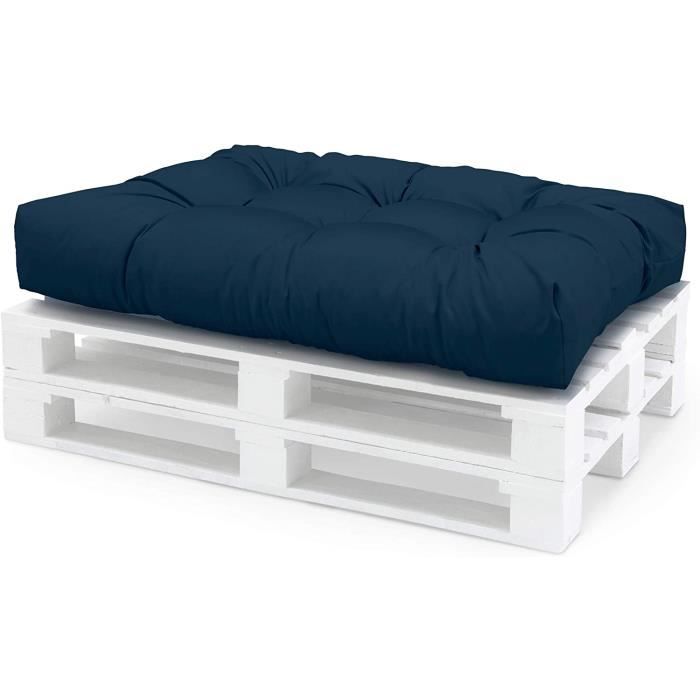 Spatium Coussins pour Palette Euro extérieur et intérieur Amovible taie d'oreiller imperméable Bleu Foncé Siège 120x60x15