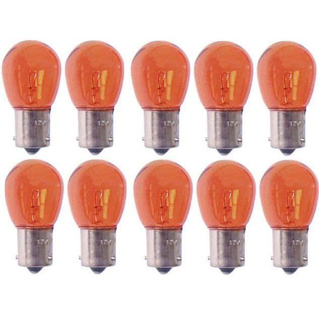 10 Ampoules BA15S - 12V - 21W - Eclairage Orange