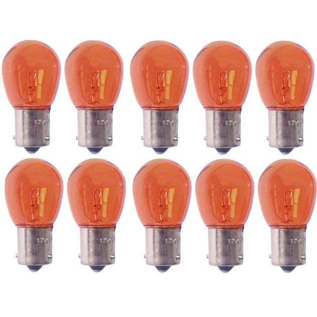 10 Ampoules BA15S - 12V - 21W - Eclairage Orange
