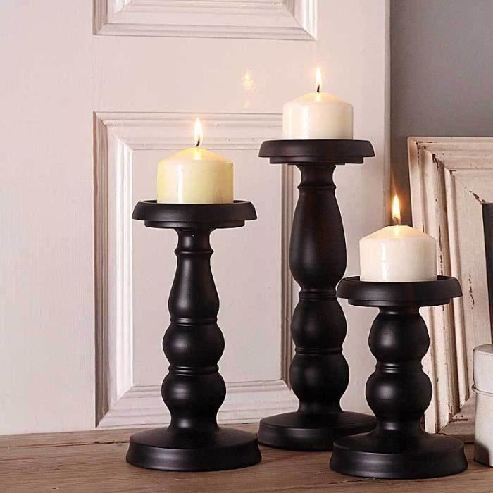 NEUFU Métal Chandelier Bougeoir Bougie Support Décoration Photophore Noir S