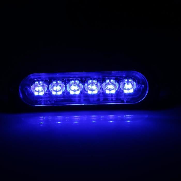 ESTINK Lumière stroboscopique d'urgence 2pcs 12V 6 LED Feux Stroboscopique d'Avertissement d'Urgence de Camion Voiture Couleur Bleu
