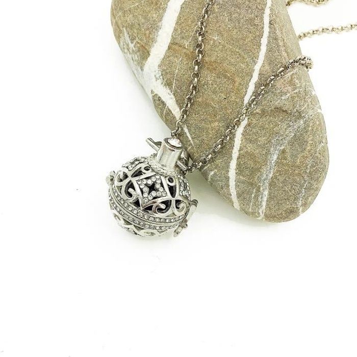 Collier /Sautoir Bola de grossesse – Motif Ciel étoile étincelante - Sautoir chaîne Argenté , Grelot au choix - Argenté
