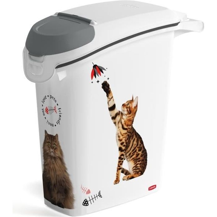 CURVER Conteneur à croquettes Love pets 10 Kg - Blanc - Pour chat