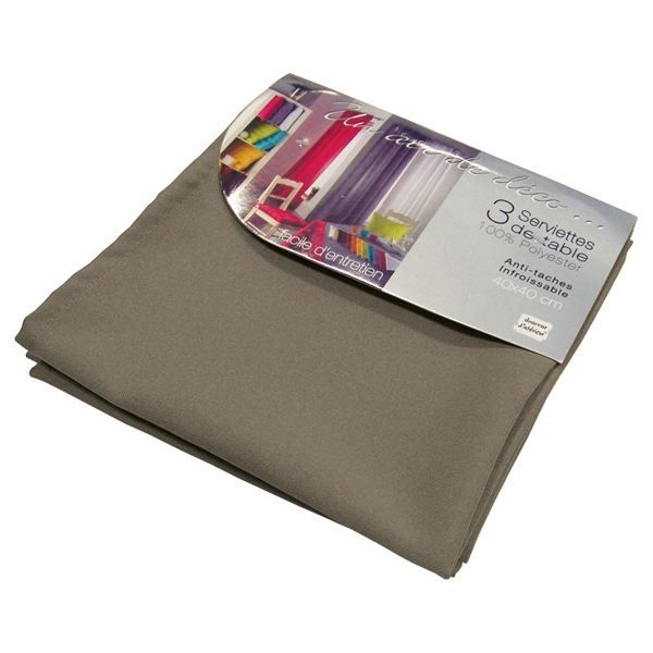 Lot de 3 serviettes de table ESSENTIEL taupe
