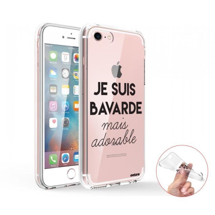 Coque iPhone 7 iPhone 8 360 intégrale transparente Bavarde Mais Adorable Ecriture Tendance Design Evetane