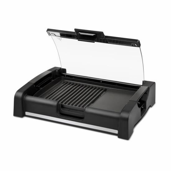 GRATELLA - Grill & Barbecue Plaque antiadhésive 35,5x25,5 Temp Reg, Couvercle, 1650 W