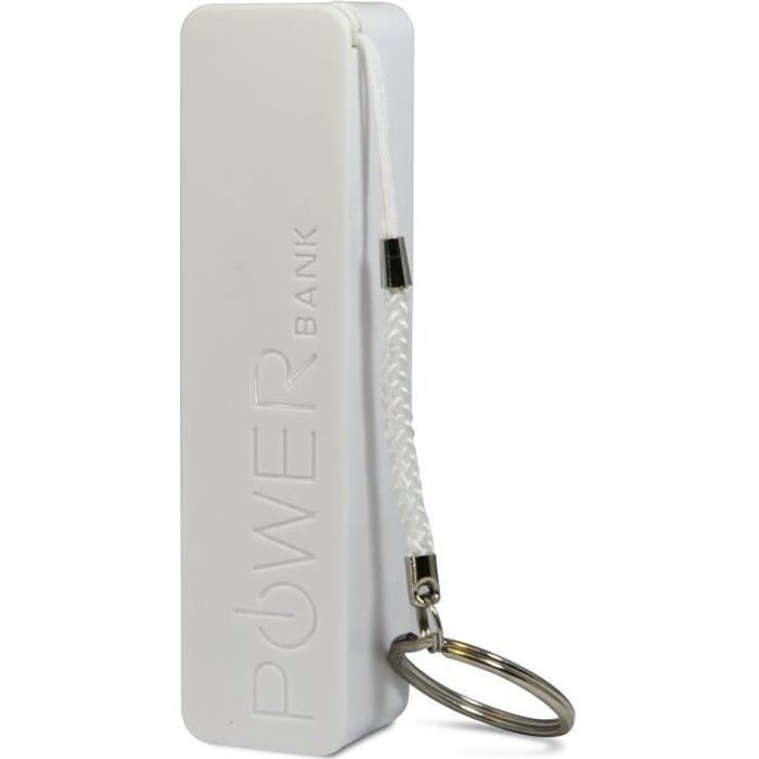 INECK® Batterie externe nomade USB blanc 2600 mAh - Batterie de secours - Powerbank - Chargeur universel - Batterie pour iPhone