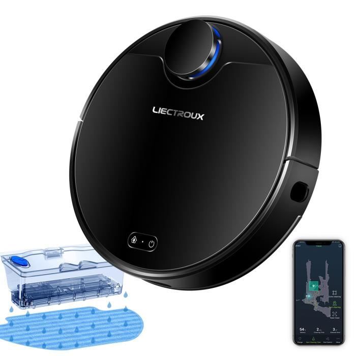 LIECTROUX Aspirateur robot ZK901,Lidar navigation et cartographie laser intelligentes,aspiration 4KP, App et Voice contrôle, 45db