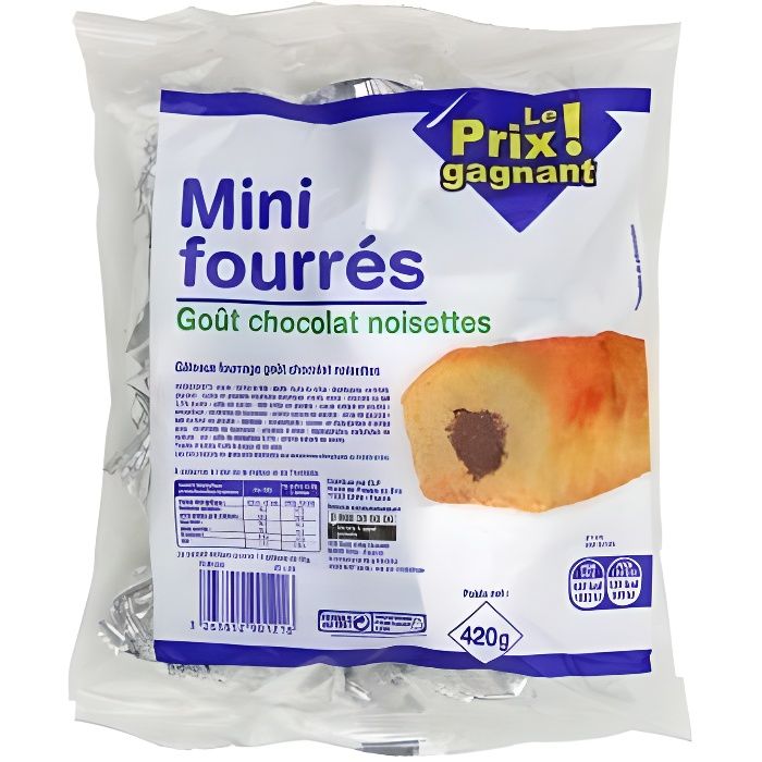 Mini Fourrés Cacao Noisette - Le Prix Gagnant ! - 420 g