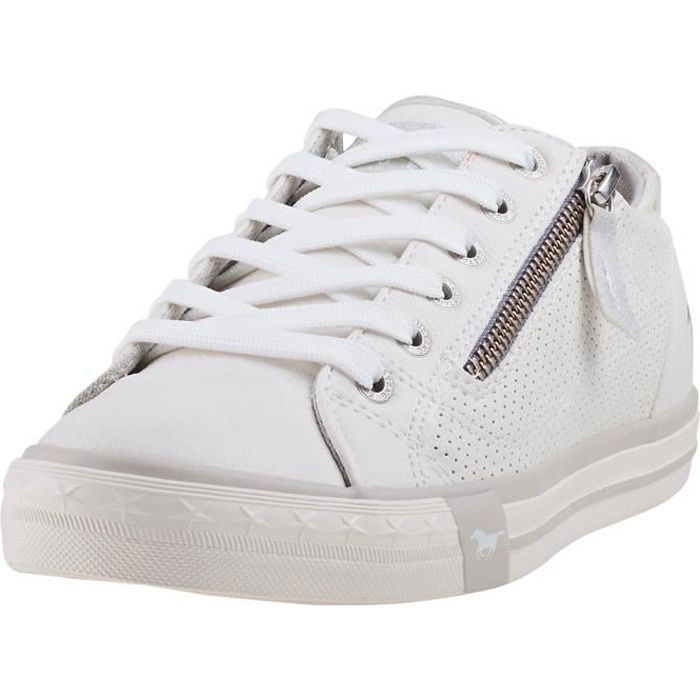Mustang Low Top Side Zipper Femmes Baskets Blanc - 39 EU