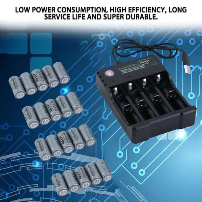 20 x batteries rechargeables + chargeur de batteries 4 emplacements pour caméra de sécurité Netgear Arlo haute capacité 2500mAh