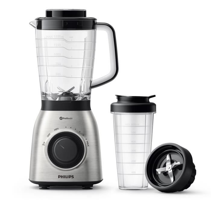 PHILIPS HR3553/00 Blender avec gourde ProBlend 6 Viva Collection - Inox
