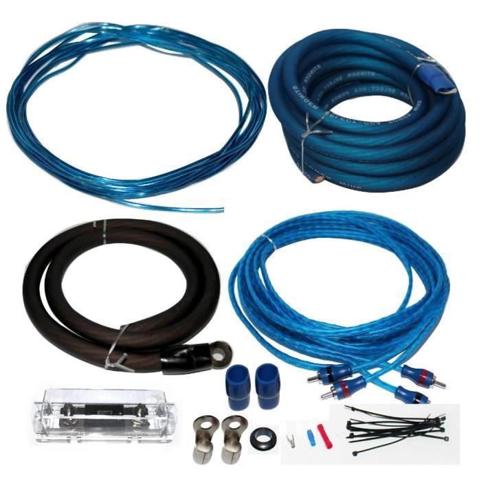 1 kit de câbles STINGER SELECT SSK0 0 gauge stéréo rca 1500 watts rms et un porte-fusible et fusible de 150 ampères, 1 kit
