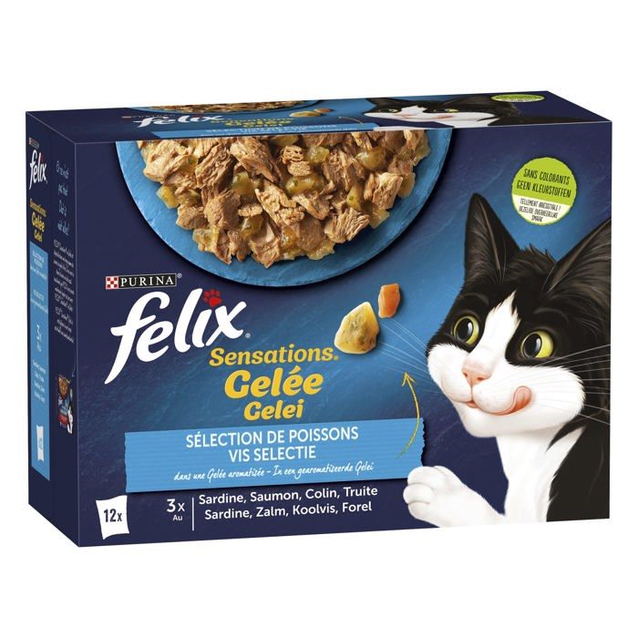 Meilleurs prix pour Alimentation humide pour chat - FELIX - Case-12471612 - Sensations en gelée - Sélection de poissons - Lot 12x85g