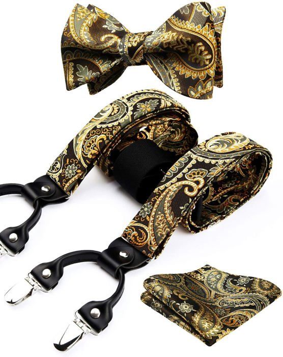 Bretelles pour homme de 4 cm de large extra solides avec 4 clips en